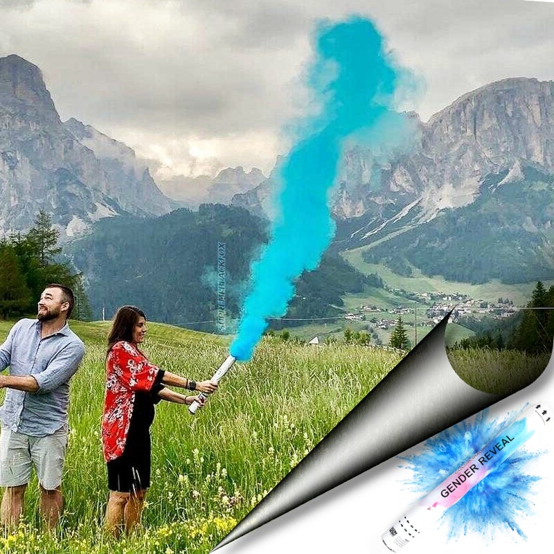 Blue Gender Reveal Smoke Cannon with Confetti