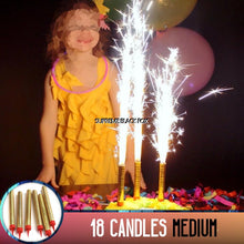 Load image into Gallery viewer, 18 Gold Sparkling Candles (Medium) - Cake Sparkler - Birthday Wedding Sweet 16 Candle Sparklers Candles Supreme Black Fox 
