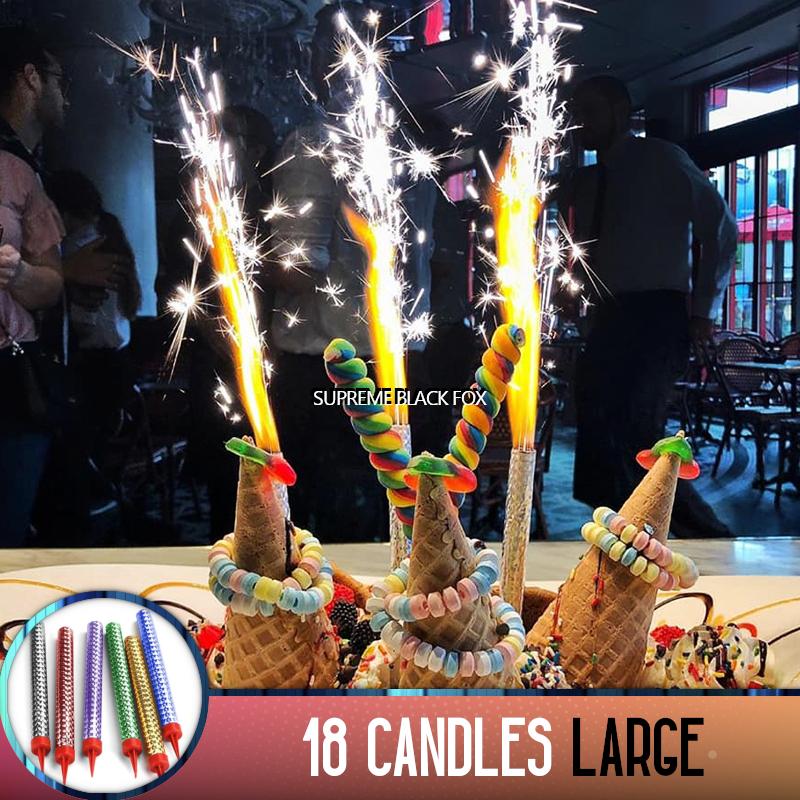 18 Multi Color Sparkling Candles (Large) - Birthday Party Wedding Bottle Service - Candle Sparklers Cake Sparkler Candles Supreme Black Fox 